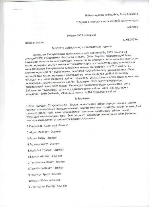 Мектепте ыстық тамақты ұйымдастыру
