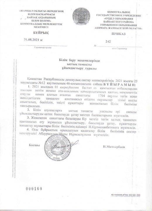 Тегін ыстық тамақ 2021